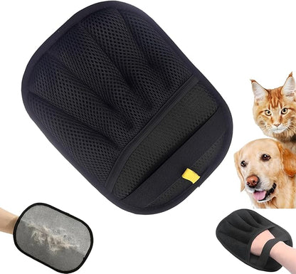 Double-Sided Pet Hair Removal Gloves - Reusable Static Removal Grooming Gloves for Dogs &amp; Cats, Efficient Fur Removal Tool for Furniture, Carpet, Car Seats, Sofa, Bedding &amp; Clothes (1 Pack)