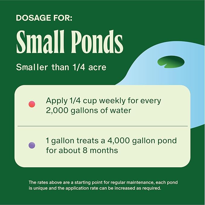 Pond Water Treatment Liquid - 2X Strength Probiotic Blend for Reducing Muck and Odors in Koi Ponds and Natural Ponds - Safe for Fish, Pets, &amp; Swimming - 1 gal.