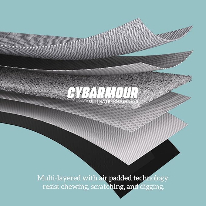 Cybarmour Indestructible Dog Bed - Outdoor Waterproof Chew Proof Dog Crate Pad - Orthopedic Kennel Mat for Aggressive Chewers - Large Breeds &amp; Fits 42-Inch Crate - 41"x27", Limestone