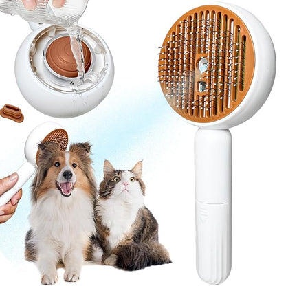 3-in-1 Steam Brush for Cats &amp; Dogs – Hair Removal Comb with One-Click Release &amp; Water Spray – Grooming Brush for Shedding, Long/Short Hair (white brushs)
