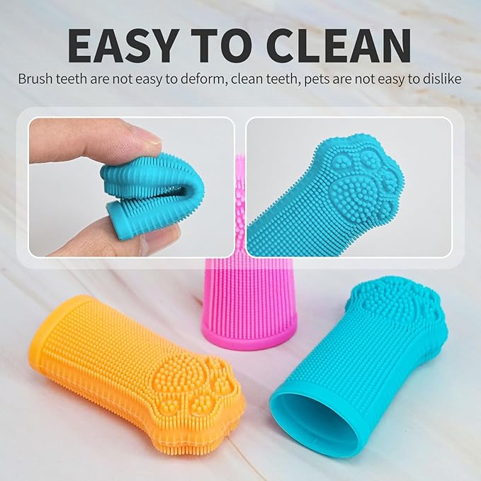 Hera Harmony Finger Toothbrush for Small Dogs, Cats &amp; Puppies, Soft Silicone, 3 Pack