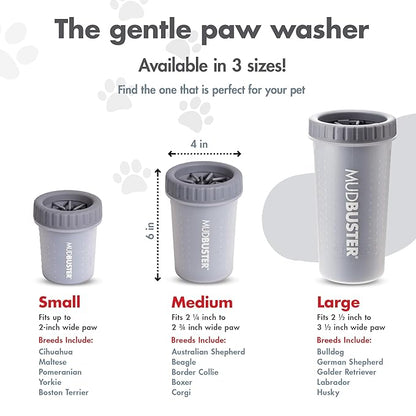 Dexas Medium MudBuster Portable Dog Paw Washer, Light Gray - Premium Quality Pet Supplies and Dog Accessories - Cleansing, Self Cleaning, Silicone - 6x6x6 Inches, 0.308 kg, 1 Count