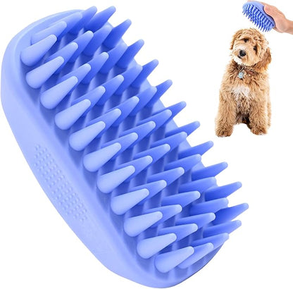 Bath Brush for Pet Grooming &amp; Massage - Rubber Scrubbing Brush for Showers, Ideal for Long &amp; Short Haired Dogs and Cats, Essential Puppy Accessory, Long Pins [We Love Doodles]