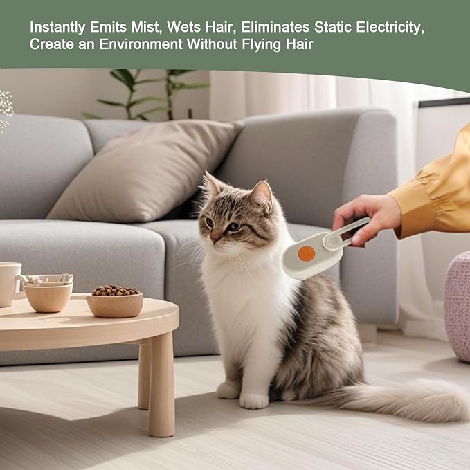Cat Steam Brush for Shedding, 4 in 1 Rechargeable Pet Steam Brush for Dogs and Cats, Anti-Static, Massage, Cleaning, Shedding &amp; Combing All In One! (White)