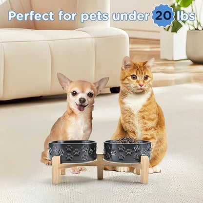 SPUNKYJUNKY Elevated Dog Bowls Ceramic, 5.1&