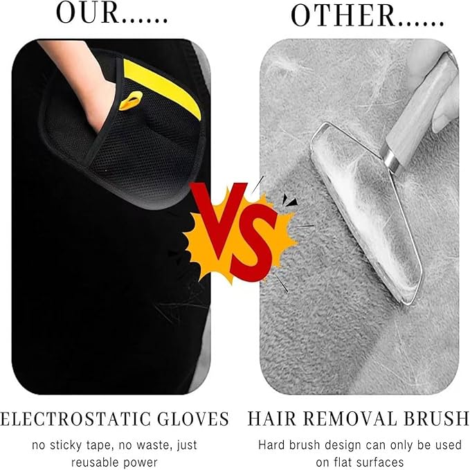 Whisker Gizmo Pet Hair Remover，Reusable Pet Hair Remover Glove，Pet Hair Removal Glove, Ultimate Pet Grooming Glove for Cats &amp; Dogs - Dual-Sided Electrostatic Pet Hair Remover Mittens (3PCS)