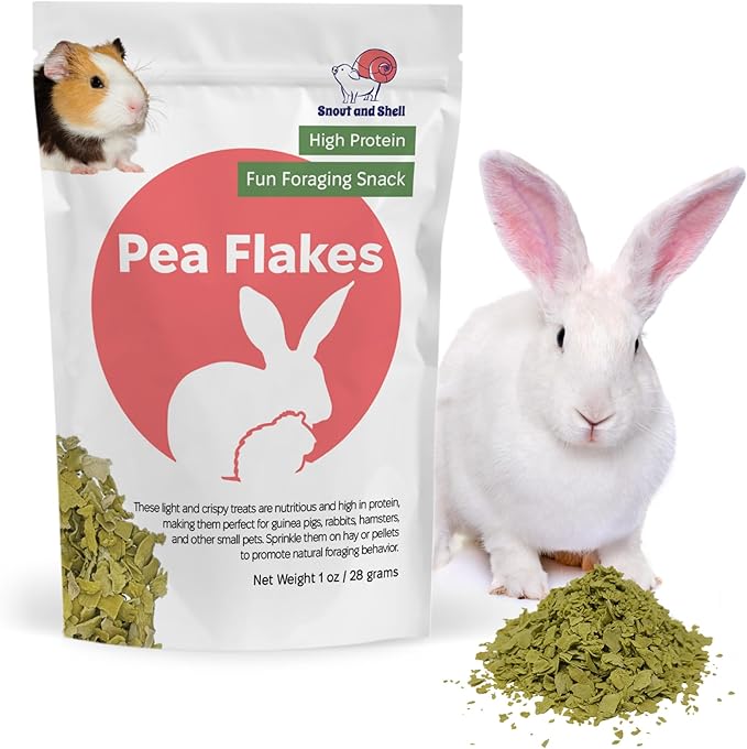 Snout and Shell Pea Flakes for Small Pets – High-Protein Treat for Guinea Pigs, Rabbits, Hamsters, Chinchillas &amp; More – Fun Foraging Snack – 2 oz (28g)