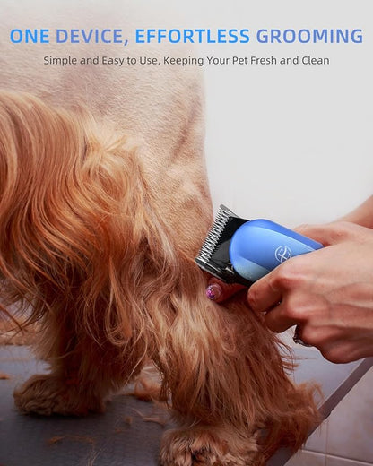 Professional Dog Grooming Clippers Kit, 24V High Power for Thick Coats, Quiet Dog Clippers with 10 Metal Guard Combs &amp; Brush, Ideal Dog Hair Remover for Cats and Pets