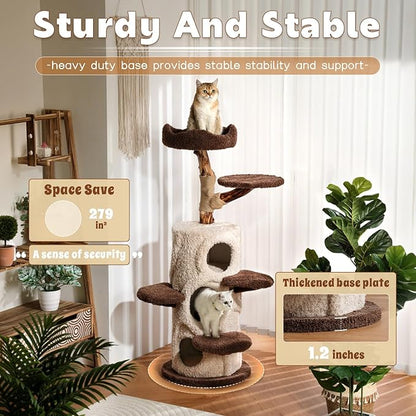 Luxury Treehouse Cat Tree for Indoor Large Cats,54.7&