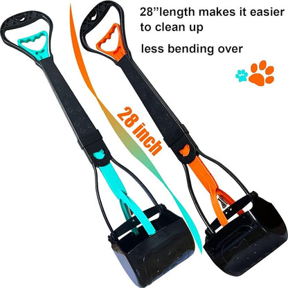 2-Piece Pooper Scooper for Large Medium &amp; Small Dogs Heavy Duty,Long Handled Dog Poop Scooper for Grass,Durable Dog Poop Pick Up Tool