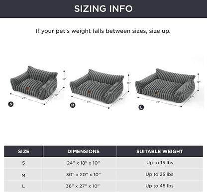 Bedsure Cute Cat Couch for Pets - Fluffy Small Dog Sofa with Premium Soft Corduroy Fleece, Pet Sofa with Removable Washable Cover, Supportive Dog Couch Bed for Small Medium Dogs, 30inch, Warm Grey