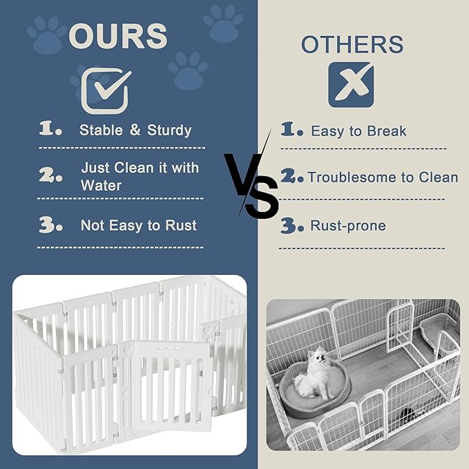 Dog Playpen with Door, DIY Shape Combination Puppy Pen,25.5" H 10-Panel Dog Fence,Non-Slip &amp; Secure Pet Gate, Easy to Assemble