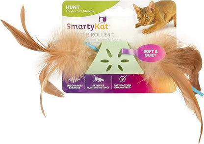 SmartyKat Flutter Roller Feather &amp; Ribbon Chase Cat Toy - Green, One Size
