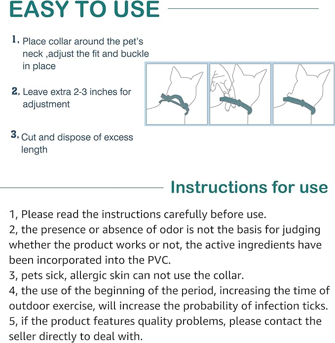 Flea and Tick Collar for Dogs and Cats - Safe and Natural Prevention and Control of Pests on Puppies and Kittens - Waterproof - Free Comb - 2-Pack (13.8 in &amp; 27.5 in)