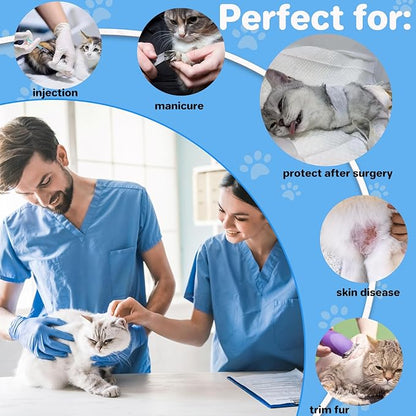 Soft Cat Cone Collar for Cats– Adjustable Lightweight Recovery E-Collar to Stop Licking, Scratching &amp; Biting After Surgery, Comfortable Wound Healing Cone Alternative (Blue, L)
