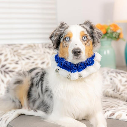 Huxley &amp; Kent Ruff Pet Scrunchy | Hanukkah (Medium) | Festive Christmas/Holiday Neckwear for Dogs/Cats | Fun Stretchable Costume Accessory | Soft Collar with Bells