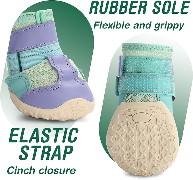 Dog Shoes for Large Dogs, Anti-Slip Dog Boots for Winter Snow, Hot Pavement, Dog Booties &amp; Paw Protectors Blue Size 6
