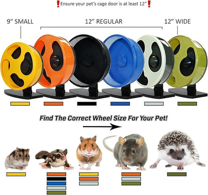 Silent Runner 12" Wide + Cage Attachment - Silent, Fast, Durable Exercise Wheel - Sugar Gliders, Degus, Rats, Hedgehogs, Prairie Dogs &amp; Small Pets