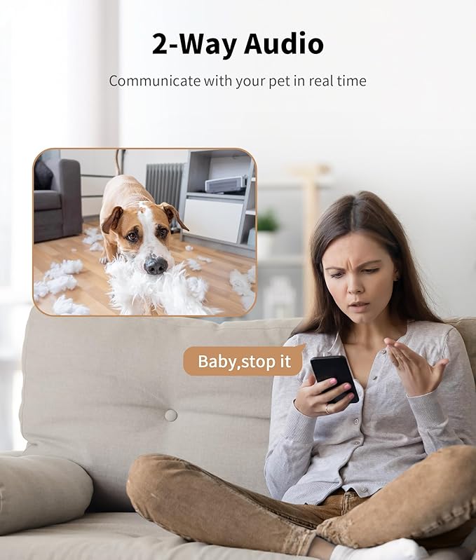 2K Pet Camera Treat Dispenser, 360°View Dog Camera with Phone App, 5G&amp;2.4G WiFi 2-Way Talk Pet Cam Indoor for Cats Remote Treat Tossing, Motion Alerts, Auto Tracking