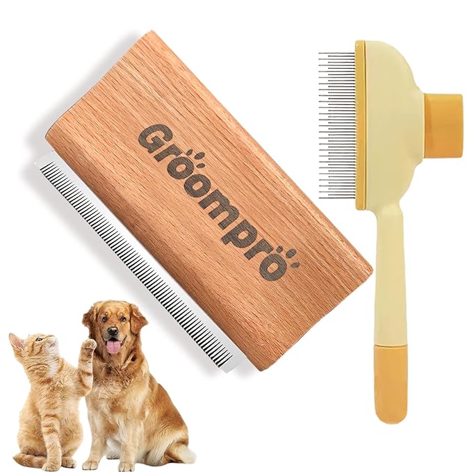Groompro Deshedding Brush, Dog Brush for Shedding, Zen Brush for Cats,Cat Brushes Dog Brus Pet Hair Removal Tool, Painlessly Remove for Short &amp; Long Hair(L(5.3 inch))