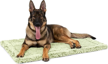 Stoutwool Indestructible Dog Bed - Fluffy Chew Proof Dog Crate Pad - Tough Kennel Pad for Aggressive Chewers - Ideal for Extra Large Breeds &amp; Fits 48-Inch Crate - 47"x29", Gleam