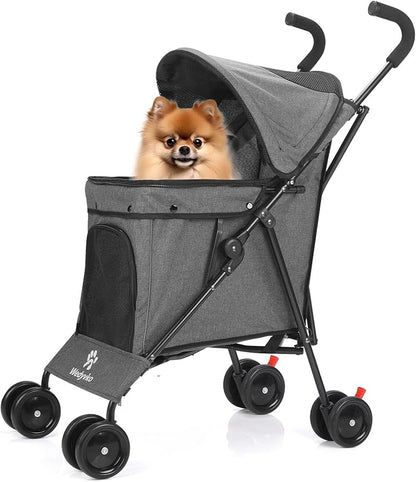 Wedyvko Travel Portable Dog Stroller, Pet Stroller for Small Puppy Dogs &amp; Cats, Up to 33 lbs, Dark Grey