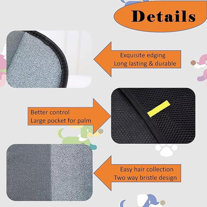 3 PCS Pet Hair Removal Glove for Cats &amp; Dogs, Electrostatic Grooming Gloves for Pet Hair, Reusable Double Sided Static Hair Remover for Couch, Furniture, Carpet &amp; Car Seat
