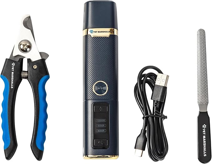 3-in-1 Cat &amp; Dog Nail Grinder with Clipper &amp; File, Quiet LED Trimmer, 3-Speed Pet Grooming Tool, Rechargeable 2000mAh Battery