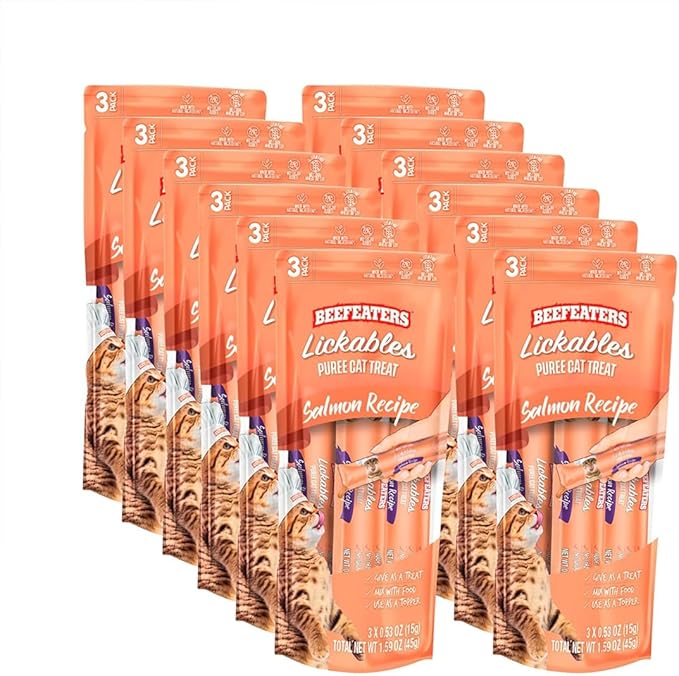Beefeaters Cat Treats Lickable Puree 1.59oz (12-Pack) – Chicken, Grain-Free, Taurine-Enriched, Ideal for Training &amp; Interactive Feeding