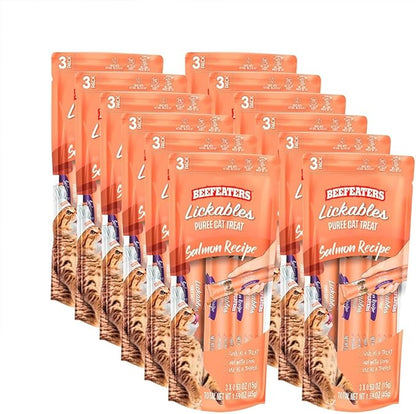 Beefeaters Cat Treats Lickable Puree 1.59oz (12-Pack) – Chicken, Grain-Free, Taurine-Enriched, Ideal for Training &amp; Interactive Feeding
