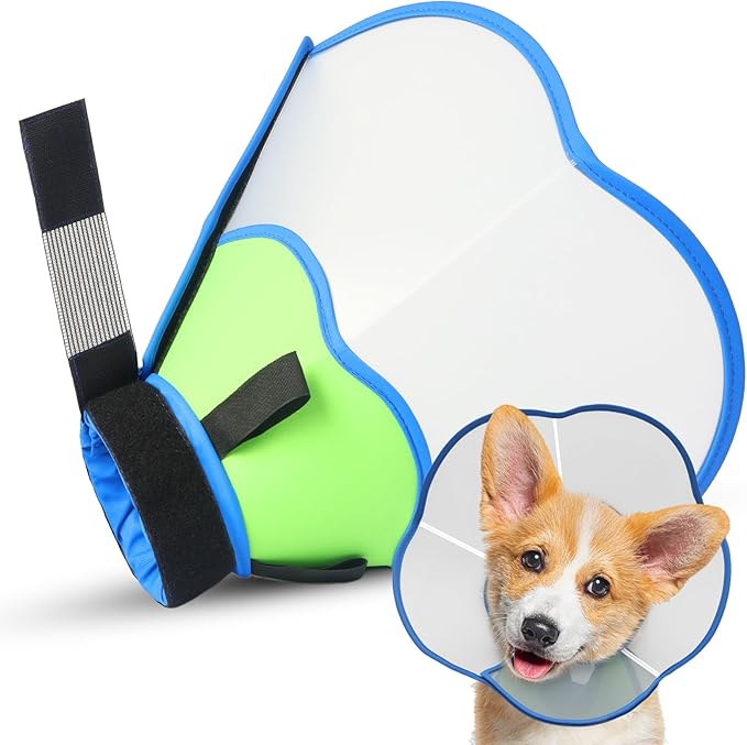 Hard &amp; Heavy Plastic Dog Cone Collar Alternative for Medium Dogs (French Bulldog Dachshund),Pet Neck Head Protective Cone Anti-Lick, Adjustable Elizabethan Recovery Collar Cone of Shame for Healing