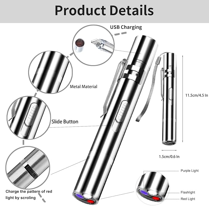 Laser Pointer Cat Toys USB Rechargeable Interactive Cat Laser Pointer with 5 Exciting Laser Patterns Torch UV and Infrared Modes Safe Pet Playtime Multi-Use Toy for Cats and Pet Owners