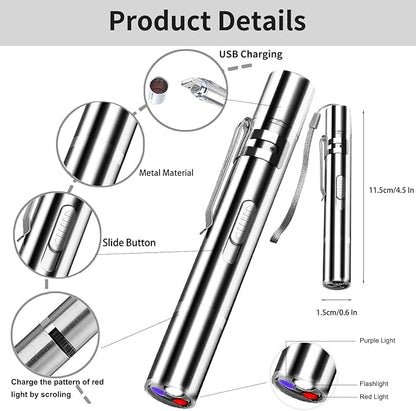 Laser Pointer Cat Toys USB Rechargeable Interactive Cat Laser Pointer with 5 Exciting Laser Patterns Torch UV and Infrared Modes Safe Pet Playtime Multi-Use Toy for Cats and Pet Owners