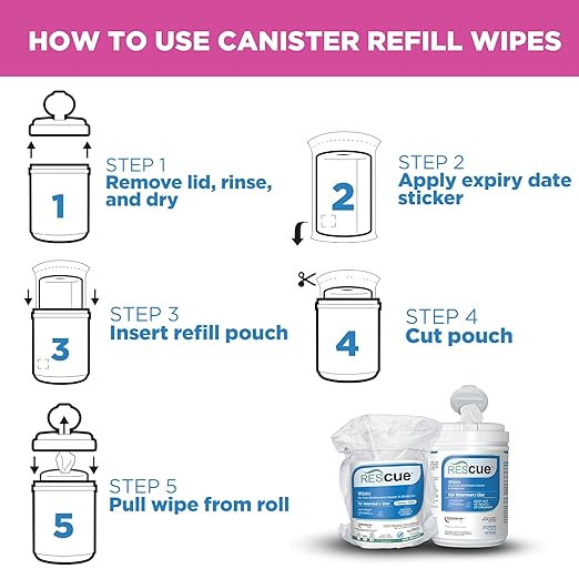REScue One-Step Disinfectant Cleaner &amp; Deodorizer Wipes for Vet Use – Cleaner for Kennels, Litter Boxes, Vet Offices, Pet Grooming Surfaces, Pet Boarding – Wipes Canister Refill, 160 Count (6 Pack)