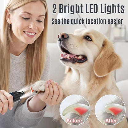Casfuy New 6-Speed Dog Nail Grinder - 50% More Power Dog Nail Trimmers with 2 LED Lights Quiet 7h Running Time Electric Pet Nail Grinder File Toenail Grinder for Large Medium Small Dogs &amp; Cats (DB)