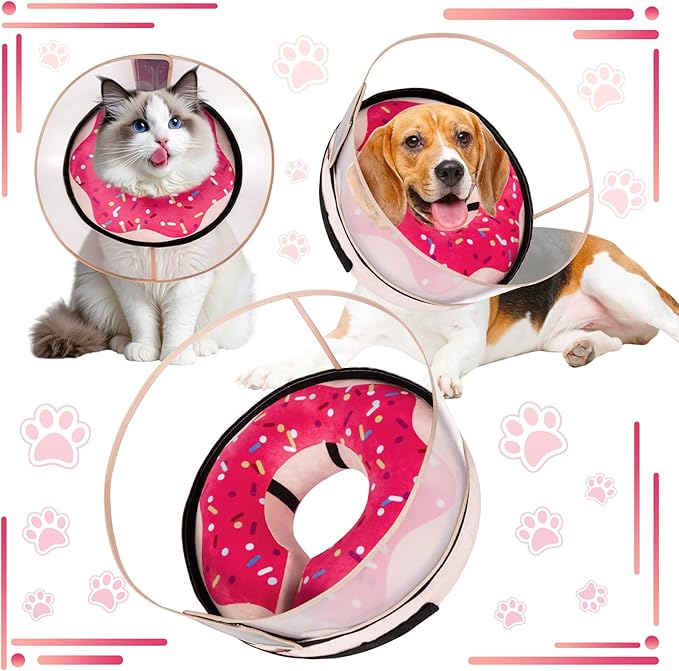 Inflatable Dog Cone Collar with Detachable Enhanced Anti-Licking Shield, Soft Neck Donut Collar for Dogs After Surgery, Adjustable Dog Cone Alternative for Large Medium Small Dogs &amp; Cats