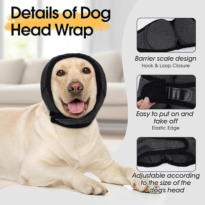 Dog Calming Hoodie, Dog Ear Muffs Noise Protection &amp; Anxiety Relief, No Shake Ear Wraps for Dogs Quiet Ears Cover Headband for Fireworks Grooming Swimming Bathing Force Drying