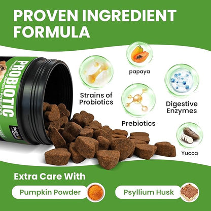 Probiotics for Dogs - Dog Probiotics with 5 Enzymes &amp; 4 Prebiotics for Itchy Skin, Pet Probiotics lab for Digestion &amp; Gut Support, Helps Diarrhea, Yeast Infection, Allergies &amp; Immune System -180 Chews