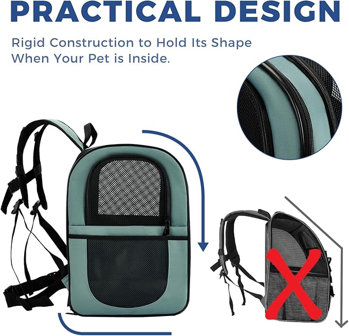 Apollo Walker Dog &amp; Cat Carrier Backpack for 4-15lb Pets - Ventilated Safe Design with Padded Back Support, Breathable Mesh Pet Backpack for Hiking, Travel, Outdoor (Blue)
