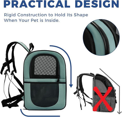 Apollo Walker Dog &amp; Cat Carrier Backpack for 4-15lb Pets - Ventilated Safe Design with Padded Back Support, Breathable Mesh Pet Backpack for Hiking, Travel, Outdoor (Blue)