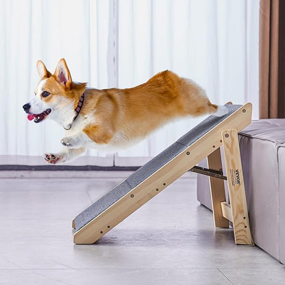 VEVOR Wood Pet Stairs/Pet Steps, 2-in-1 Foldable Wooden Dog Stair for Beds, Sofa and Cars, Dog Stairs &amp; Ramp with 3 Steps for Small Medium Large Pet, up to 150 lbs