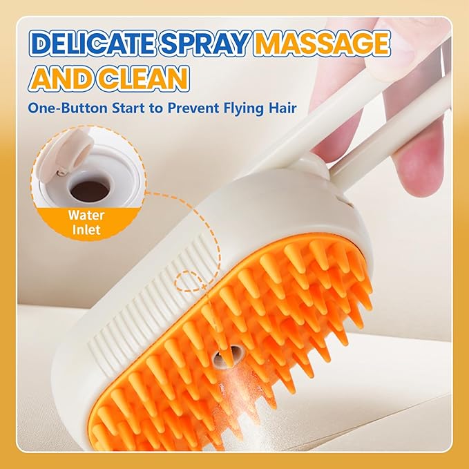 4 in 1 Cat Steam Brush for Shedding, Rechargeable Steam Pet Brush for Dog and Cat, Anti-Static, Massage, Cleaning, Shedding &amp; Combing All In One!(Brown)
