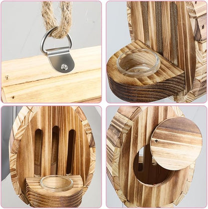 Picowe Wooden Butterfly House - Natural Habitat Nesting Box With Feeder for Butterflies, Bees, Ladybirds - Hanging Garden House for Outside, Open Door