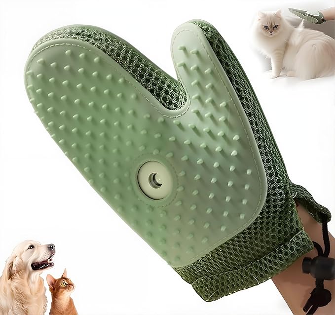 Pet Hair Removal Glove,2025 New All-in-One Grooming Mist Pet Hair Remover Gloves, Pet Hair Remover Glove for Cats &amp; Dogs,Double-Sided Reusable Gloves for Couch, Clothing,Carpet (Green)