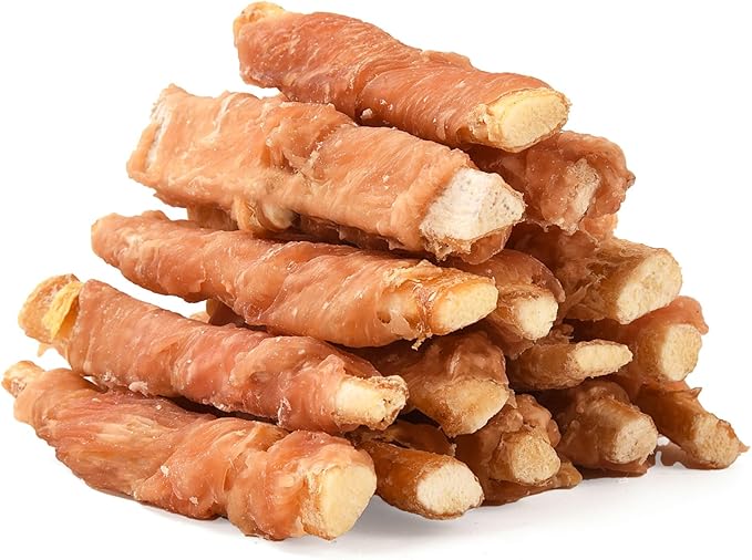 ASMPET Dog Treats Chews, Chicken Wrapped Beef Cartilage, Rawhide Free &amp; Grain Free Dog Snacks 10.6 oz