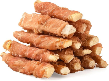 ASMPET Dog Treats Chews, Chicken Wrapped Beef Cartilage, Rawhide Free &amp; Grain Free Dog Snacks 10.6 oz
