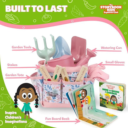 Floral Garden Kit Tools - Includes Sturdy Tote Bag, Watering Can, Gloves, Shovels, Rake, and Delightful Children&