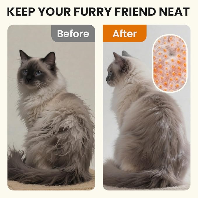 Cat Steam Brush for Shedding, Pet Steam Brush for Cats and Dog, 4 in 1 Rechargeable Cat Hair Brush, Spray Anti-Static, Massage, Cleaning, Shedding &amp; Combing All In One, for Long &amp; Short Haired Pets!