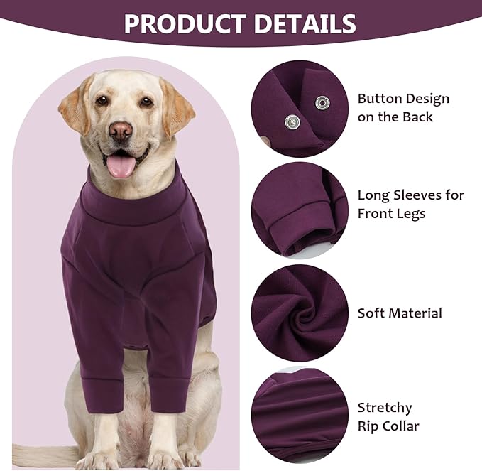 IDOMIK Dog Recovery Suit, Dog Surgery Recovery Suit Front Legs, Comfy Joint Leg Sleeves After Surgery, Elbow Braces Protector for Leg Injuries &amp; Joint Pain, Cone Collar Alternatives,Purple,XL
