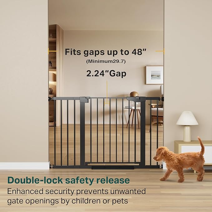 Cumbor 2 Pack 29.7"-48" Baby Gate for Stairs, Mom&